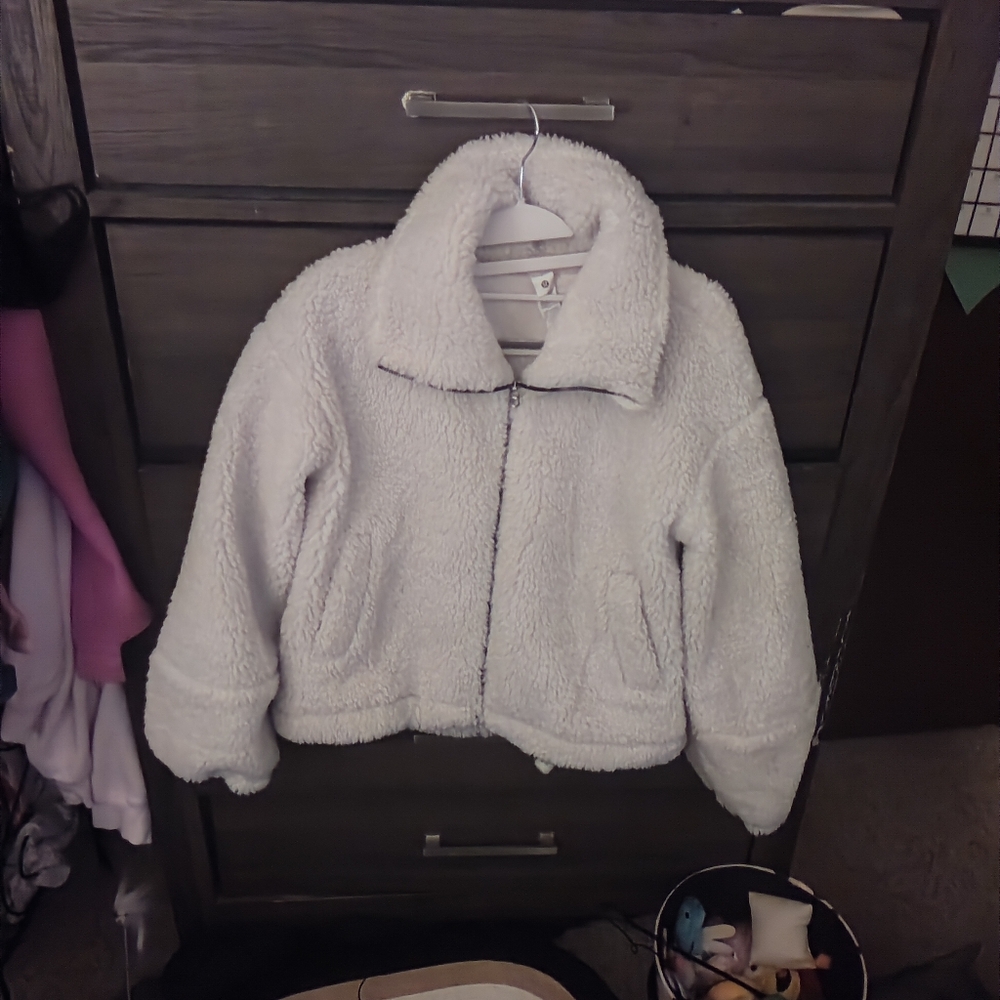 LULULEMON ATHLETICA Cinchable Fleece Zip Up - Bone Size 2 - Picture 5 of 16